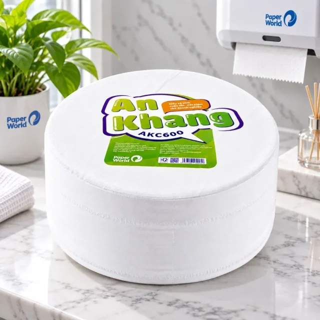 Giấy vệ sinh cuộn lớn An Khang Caro600 AKC600